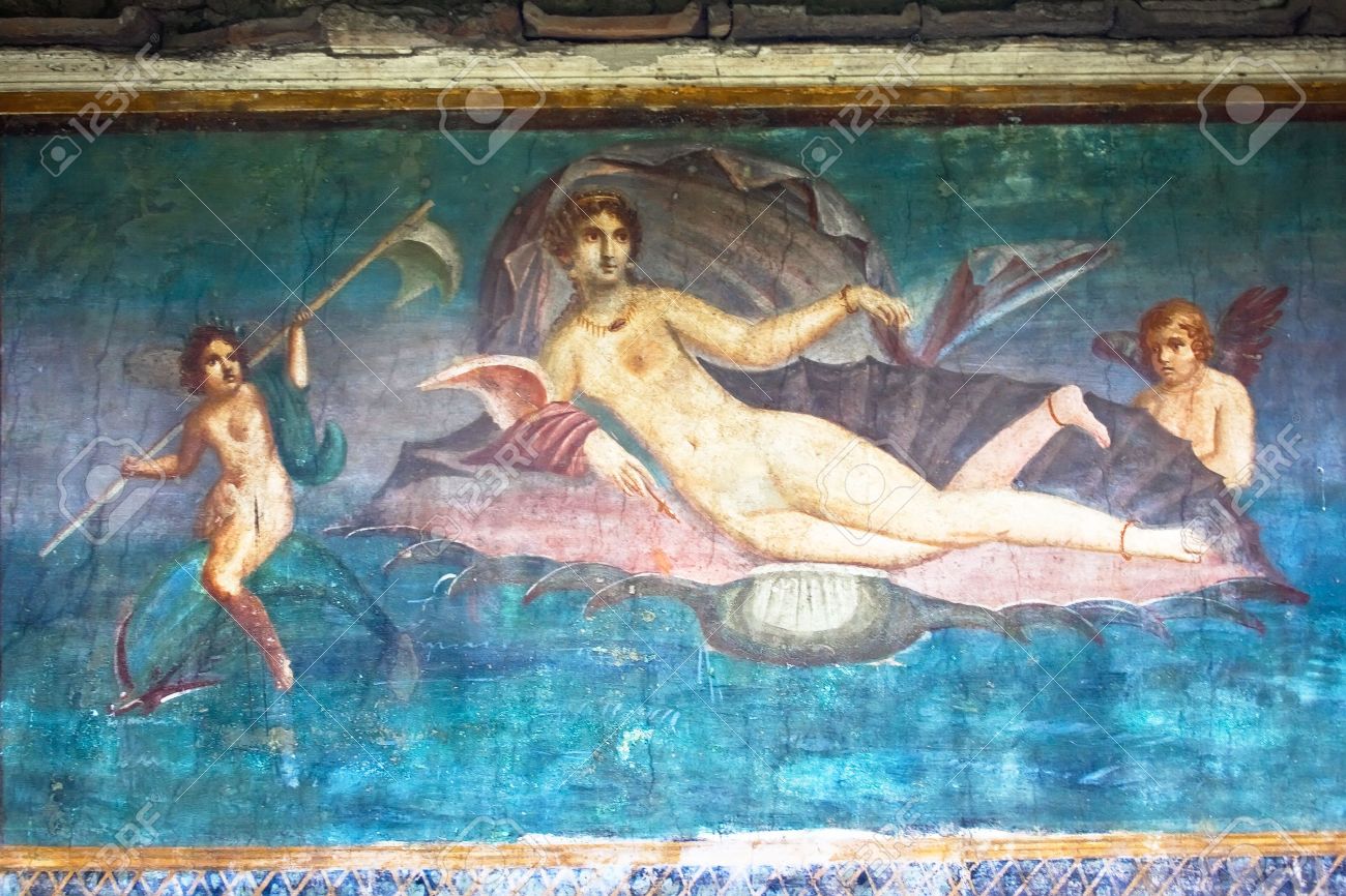 Vénus née de l'écume de la mer, fresque de Pompéi