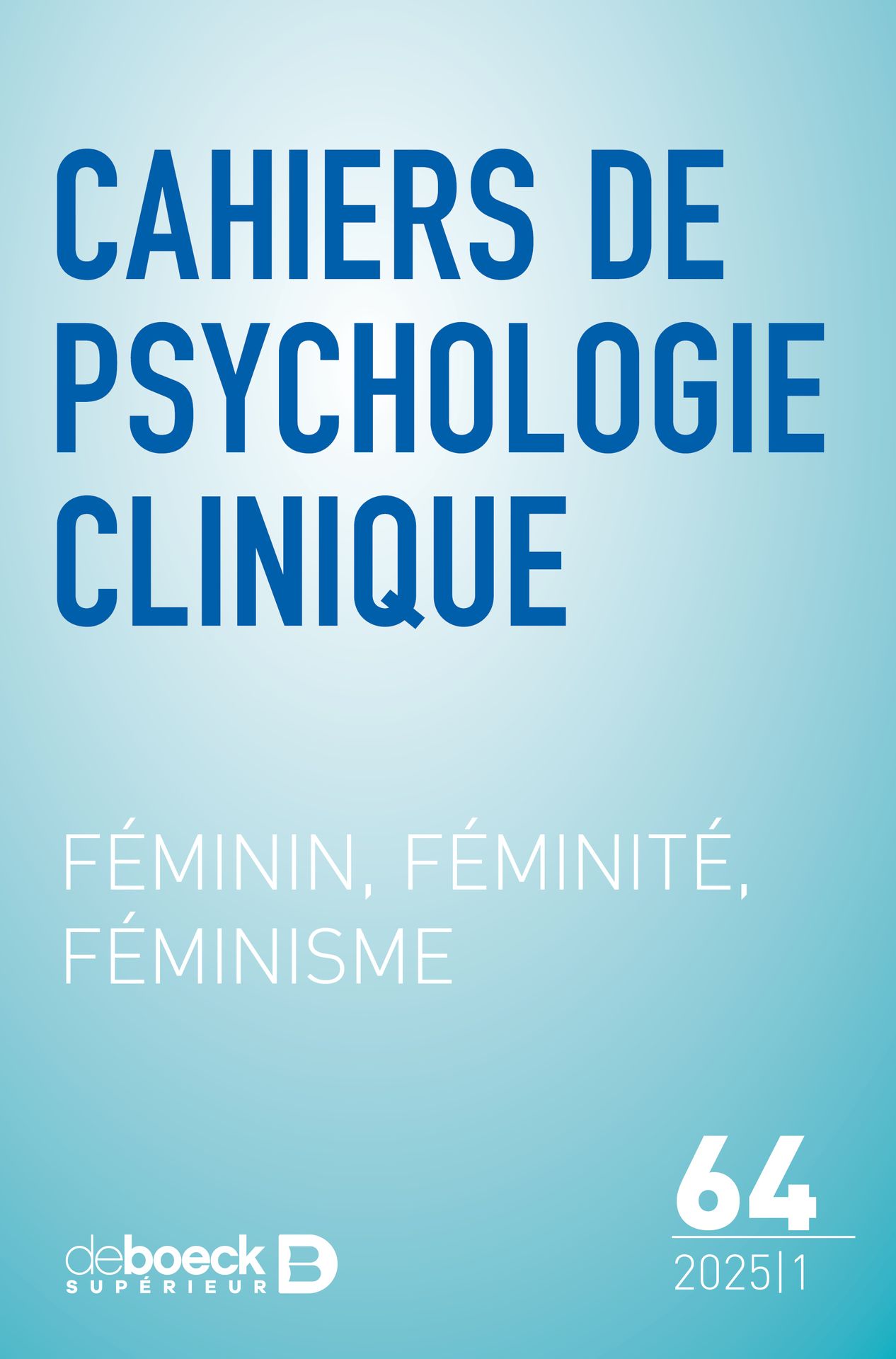 Couverture Cahiers de psychologie clinique 2025/1 n°64